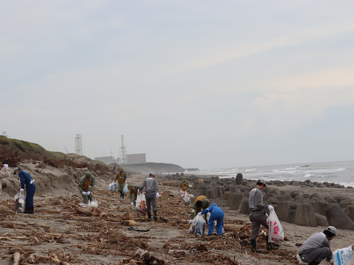御前崎市「浜岡砂丘の海岸清掃」を実施の様子