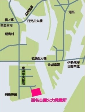 西名古屋火力発電所位置の図