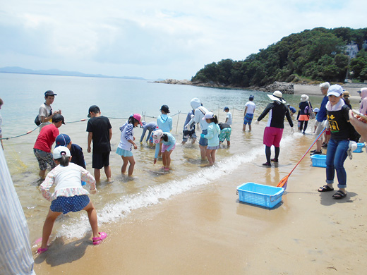 南知多町篠島「サンサンビーチ」海岸清掃と「立干網漁」体験をおこないました