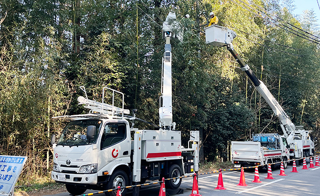 停電の未然防止のために伐採した竹を、岡崎市東公園動物園にご提供の様子3