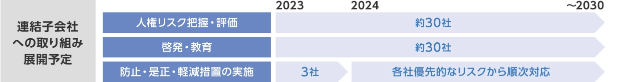 連結子会社への取り組み展開予定図