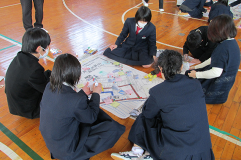 中学校での防災学習の様子