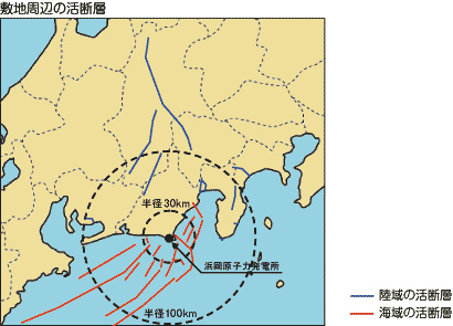 敷地周辺の活断層の図