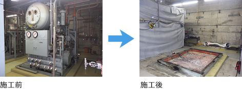発電機補機の施工前と施工後の写真