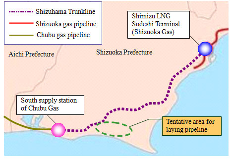 Tentative area for laying pipeline