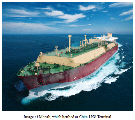 Image of Mozah, which berthed at Chita LNG Terminal