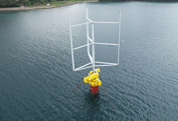 Picture of Floating Axis Wind Turbine (FAWT) small-scale prototype (wind turbine diameter 9.3m) Picture of Floating Axis Wind Turbine (FAWT) small-scale prototype (wind turbine diameter 9.3m)