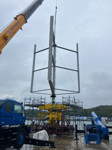 Picture of Floating Axis Wind Turbine (FAWT) small-scale prototype onshore test Picture of Floating Axis Wind Turbine (FAWT) small-scale prototype onshore test