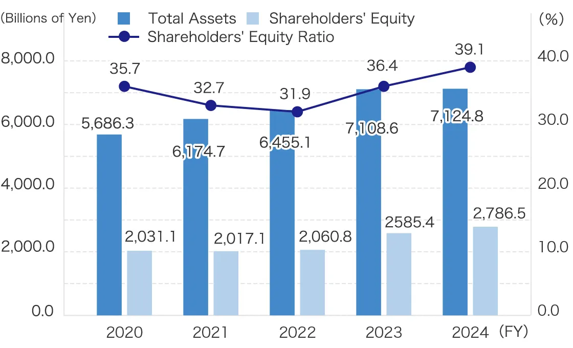 Total Assets / Shareholders' Equity / Shareholders' Equity Ratio