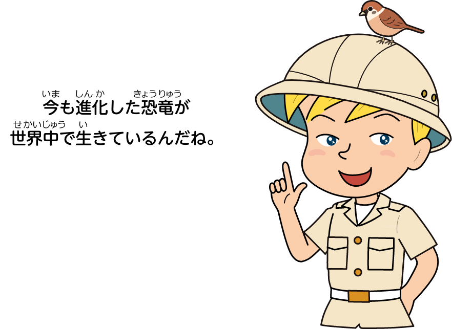 今も進化した恐竜が世界中で生きているんだね。