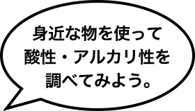 身近なものを使って酸性・アルカリ性を調べてみよう。