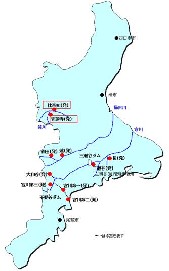 各発電所の位置の図