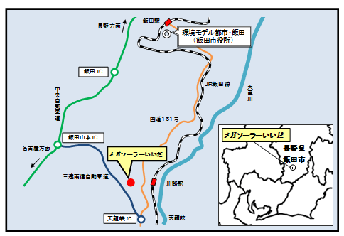 メガソーラーいいだ概略位置図