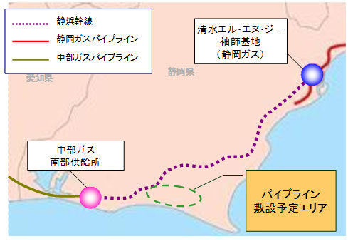 パイプライン敷設予定エリア