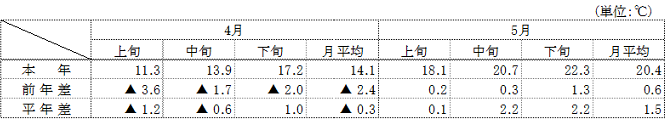 （参考）平均気温（名古屋）の表