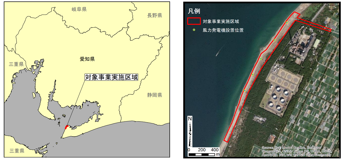 対象事業実施区域の図