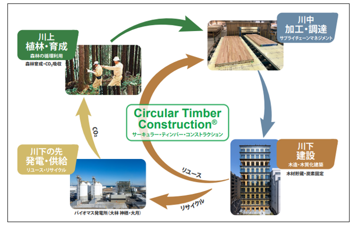 大林グループ Circular Timber Construction®　～木と共に巡る未来へ～のイメージ図