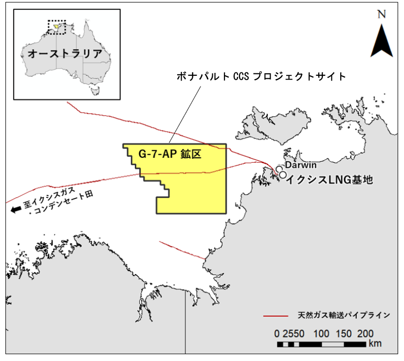 ボナパルトCCSプロジェクトサイトの位置図